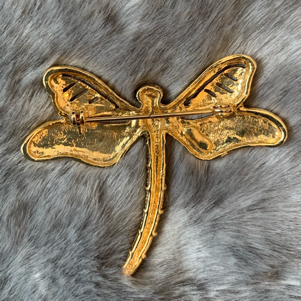 Vintage Dragonfly Gold Tone Brooch - Picture 2 of 2